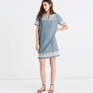 Madewell Embroidered Chambray Tunic Dress